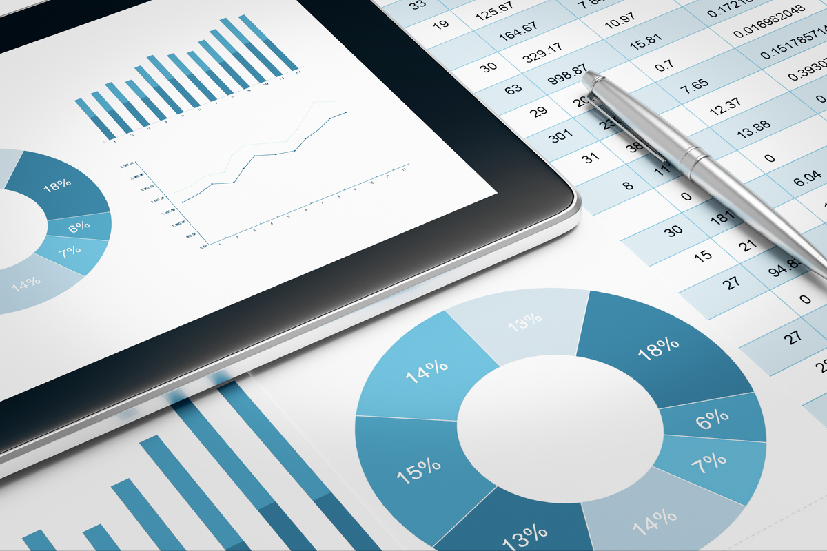 project finance tablet and graphs